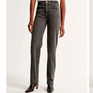 Abercrombie The  90’s Straight High Rise Split Hem Jean Gray Size 26